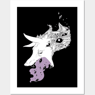 Wild Wolf Creature With Stars And Eyes Posters and Art